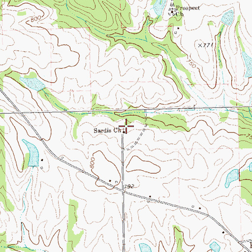 Topographic Map of Sardis Church, GA