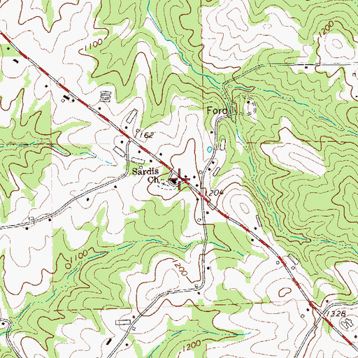Topographic Map of Sardis Church, GA