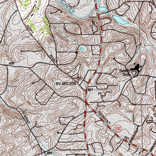 Topographic Map of Sardis Church, GA