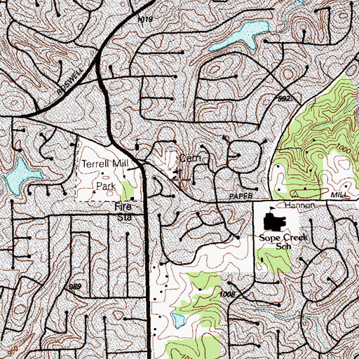 Topographic Map of Sardis Baptist Church, GA