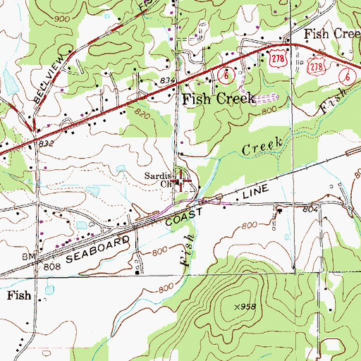 Topographic Map of Sardis Church, GA