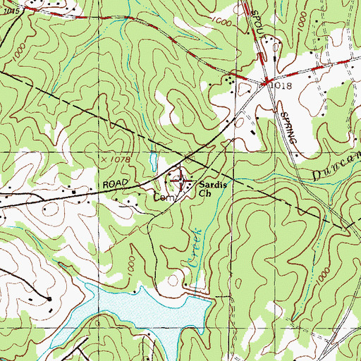 Topographic Map of Sardis Church, GA