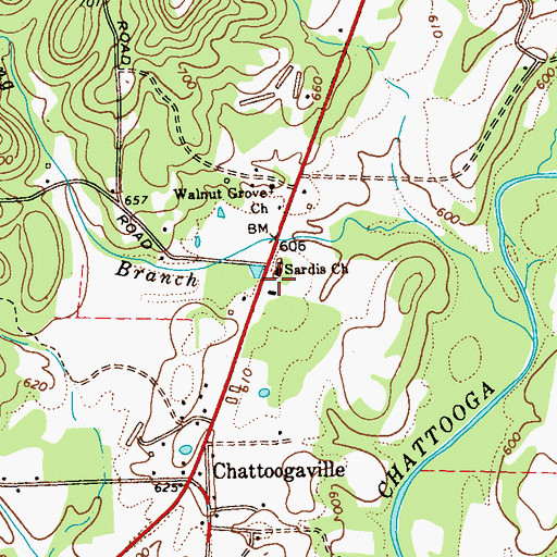 Topographic Map of Sardis Baptist Church, GA
