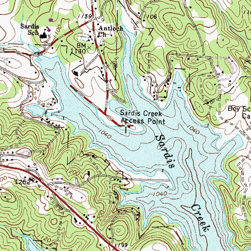 Topographic Map of Sardis Creek Access Point, GA
