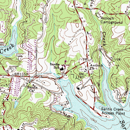 Topographic Map of Sardis Elementary School, GA
