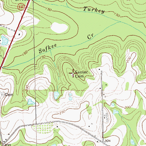 Topographic Map of Sasser Cemetery, GA