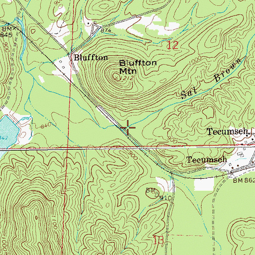 Topographic Map of Sat Brown Branch, GA