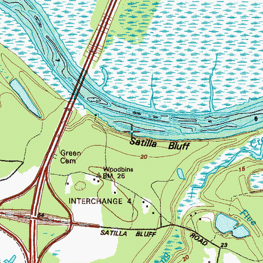 Topographic Map of Satilla Bluff, GA
