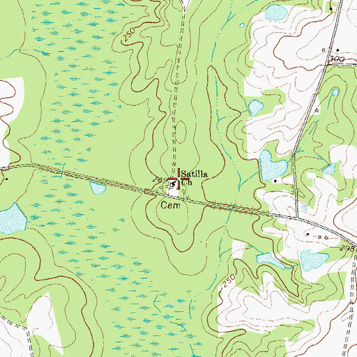 Topographic Map of Satilla Church, GA