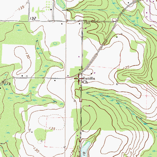 Topographic Map of Satilla Church, GA
