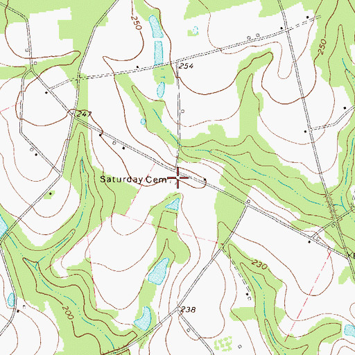 Topographic Map of Saturday Cemetery, GA