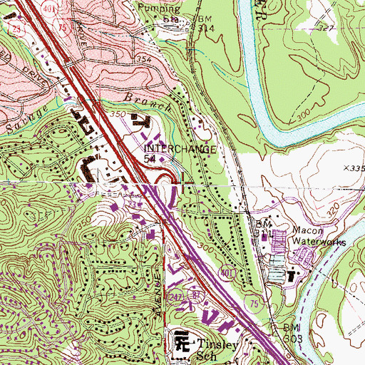 Topographic Map of Savage Branch, GA
