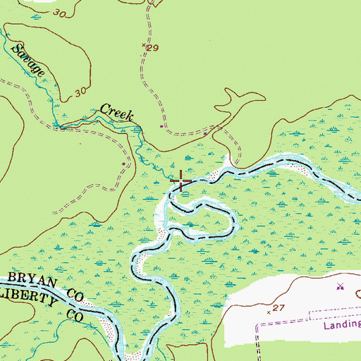 Topographic Map of Savage Creek, GA