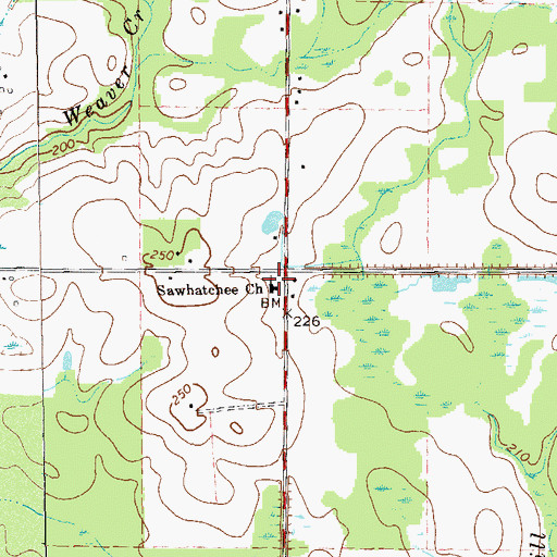 Topographic Map of Sawhatchee Church, GA
