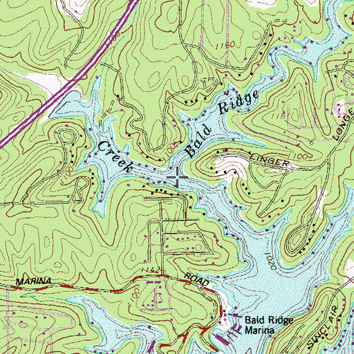 Topographic Map of Sawnee Creek, GA