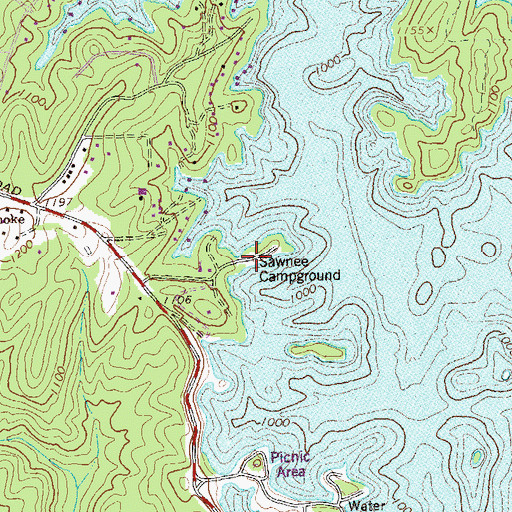 Topographic Map of Sawnee Campground, GA