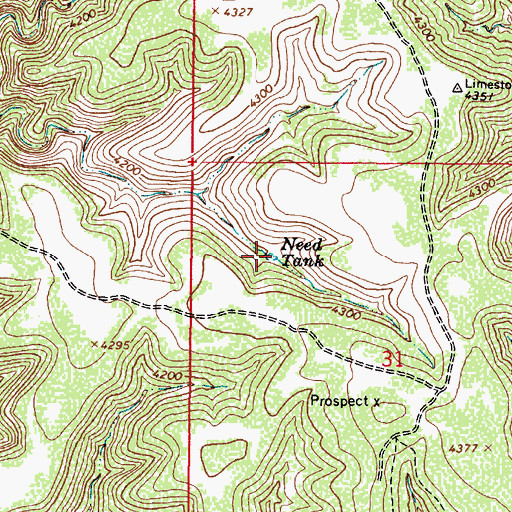 Topographic Map of Need Tank, AZ