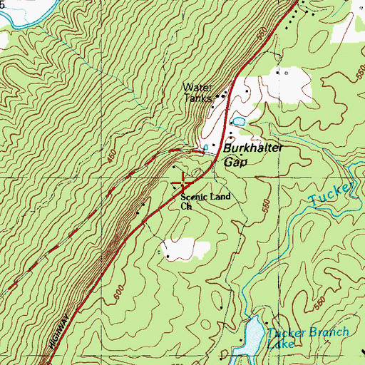 Topographic Map of Scenic Land Church, GA