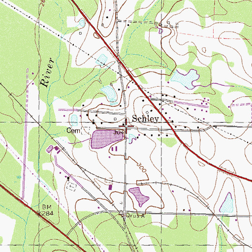 Topographic Map of Schley, GA
