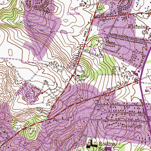 Topographic Map of Schley Cemetery, GA