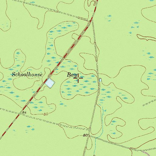 Topographic Map of Schoolhouse Bay, GA
