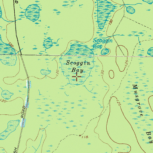 Topographic Map of Scoggin Bay, GA