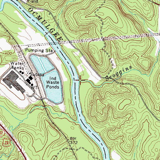 Topographic Map of Scoggins Creek, GA