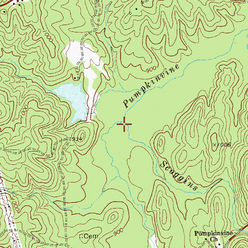 Topographic Map of Scoggins Creek, GA