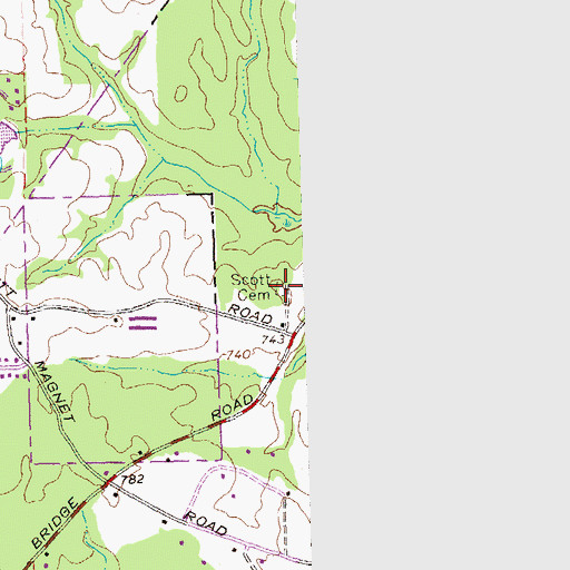 Topographic Map of Scott Cemetery, GA