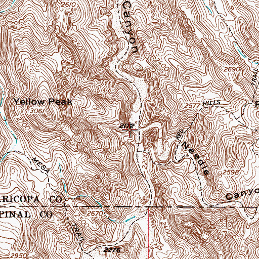 Topographic Map of Needle Canyon, AZ