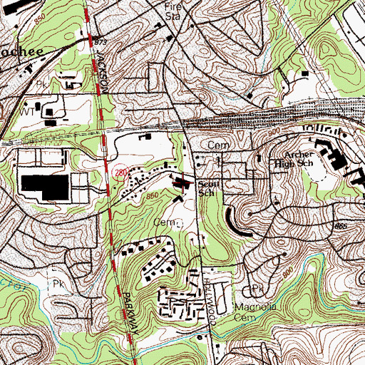 Topographic Map of Scott Elementary School, GA