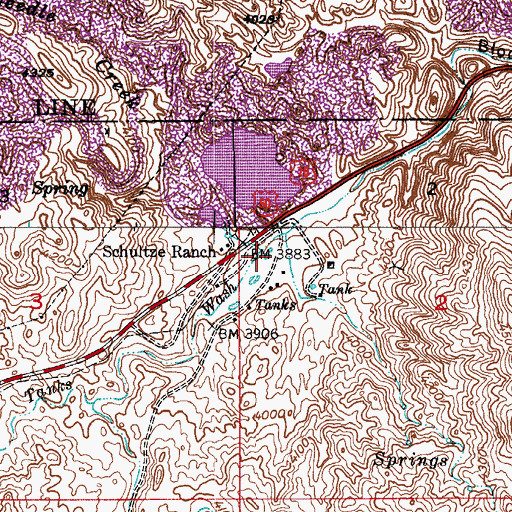 Topographic Map of Needle Creek, AZ