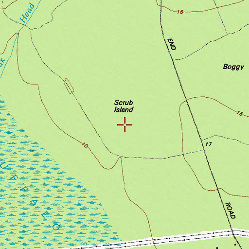 Topographic Map of Scrub Island, GA