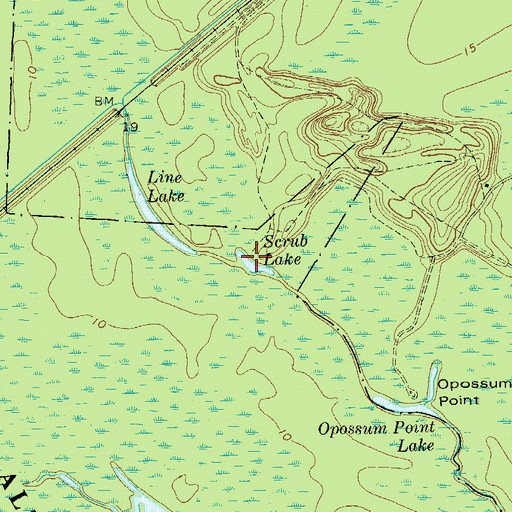 Topographic Map of Scrub Lake, GA