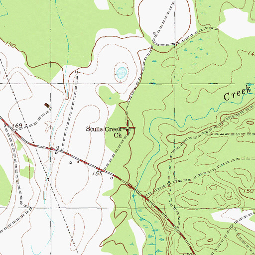 Topographic Map of Sculls Creek Church, GA