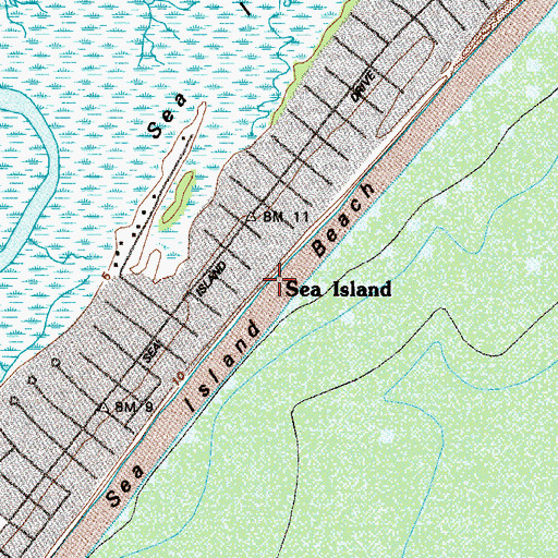 Topographic Map of Sea Island Beach, GA