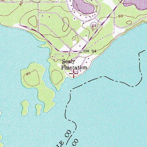 Topographic Map of Sealy Plantation, GA