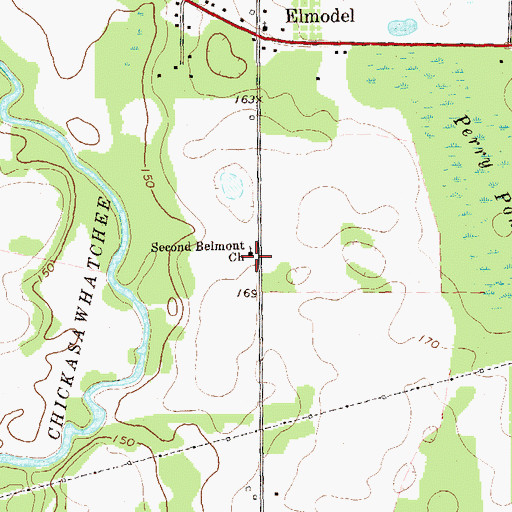 Topographic Map of Second Belmont Church, GA
