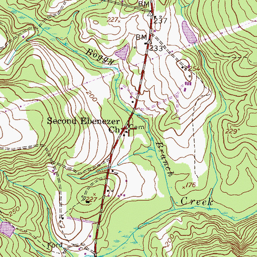 Topographic Map of Second Ebenezer Church, GA