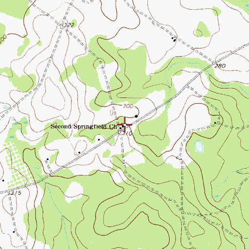 Topographic Map of Second Springfield Church, GA