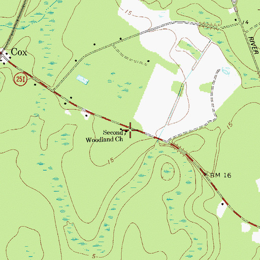 Topographic Map of Second Woodland Church, GA