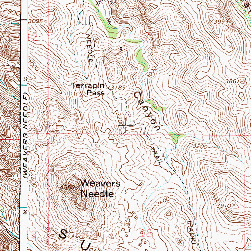 Topographic Map of Needle Trail, AZ
