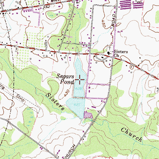Topographic Map of Segars Pond, GA