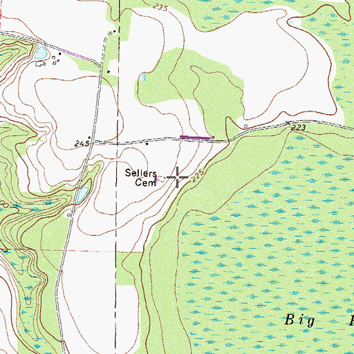 Topographic Map of Sellers Cemetery, GA