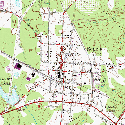 Topographic Map of Senoia, GA