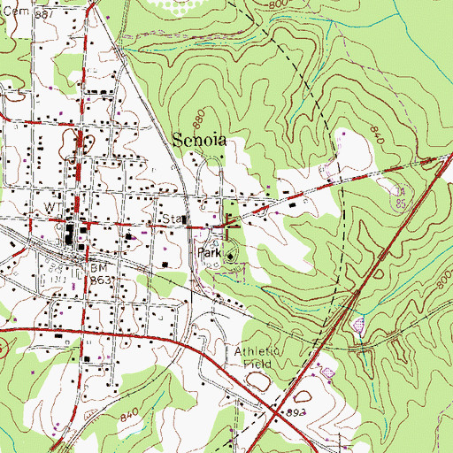 Topographic Map of Senoia State Park, GA