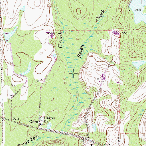 Topographic Map of Seven Creek, GA