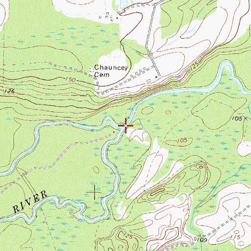 Topographic Map of Seventeen Mile River, GA