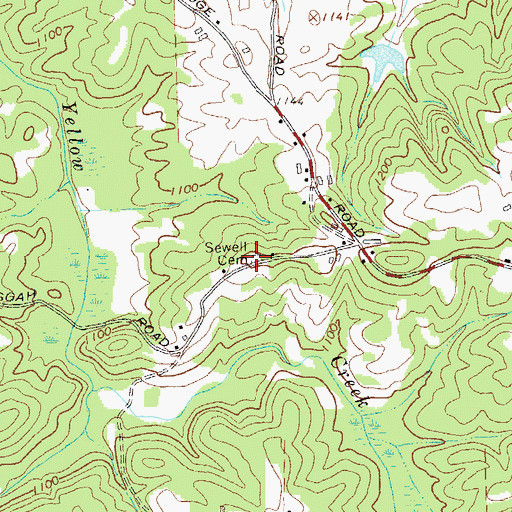 Topographic Map of Sewell Cemetery, GA