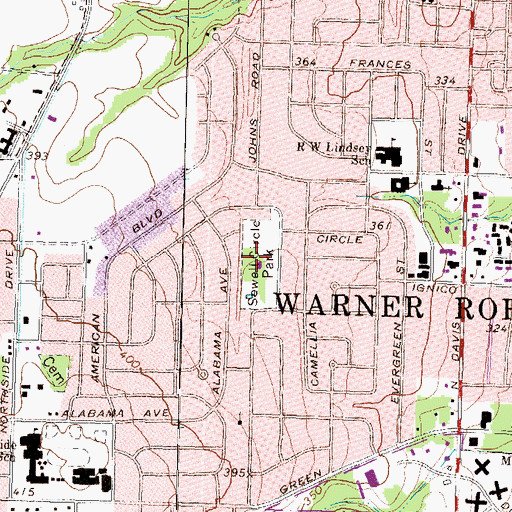 Topographic Map of Sewell Circle Park, GA